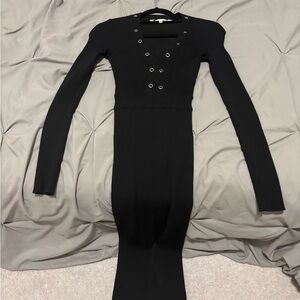 Alexander McQueen Black Midi Dress with Button Accents